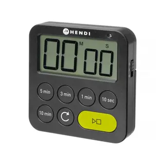 Hendi Multifunctionele keukentimer - 3 alarmmodi - magnetisch - zwart - 88 mm