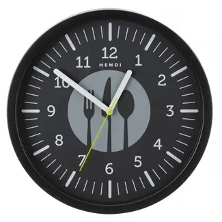 HENDI Stijlvolle wandklok – groot formaat – eenvoudig af te lezen – zwart – ⌀356 mm