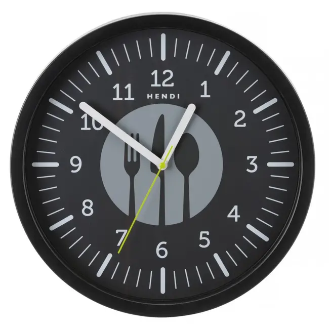 HENDI Stijlvolle wandklok – groot formaat – eenvoudig af te lezen – zwart – ⌀356 mm