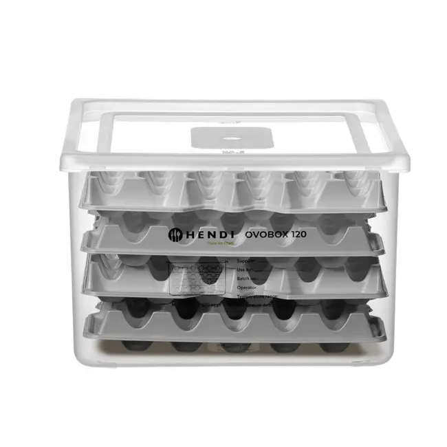 HENDI Eiercontainer – GN 2/3 – 18L – Transparant – Inclusief 8 Trays – Stapelbaar – Vaatwasmachinebestendig