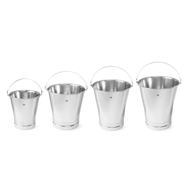 HENDI Emmer met maatverdeling en verstevigde voet – 7L – roestvrij staal