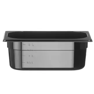 HENDI Zwarte GN 1/4 container – polycarbonaat – 2,8L – temperatuurbestendig – stapelbaar – 265x162x100 mm
