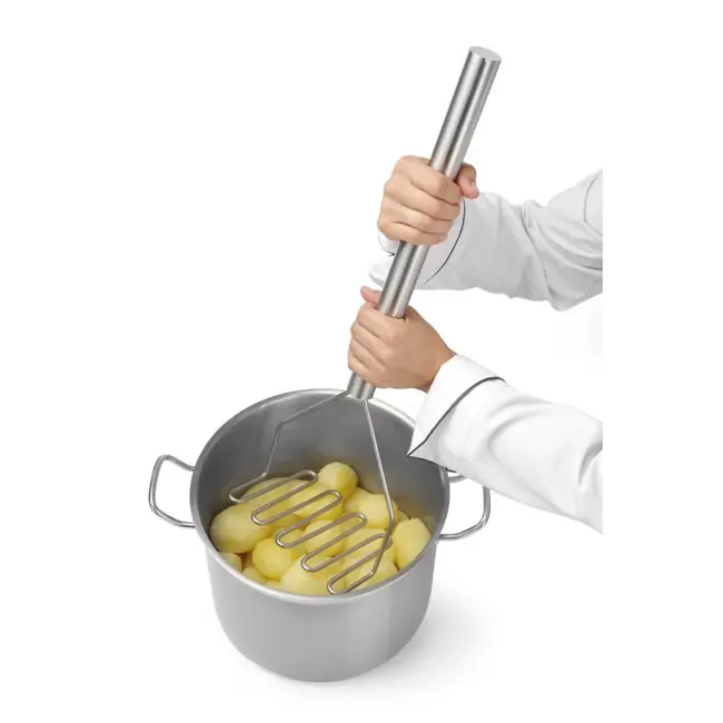 HENDI Pureestamper – Duurzaam – Roestvrij staal – Vaatwasserbestendig – 610x200x130 mm