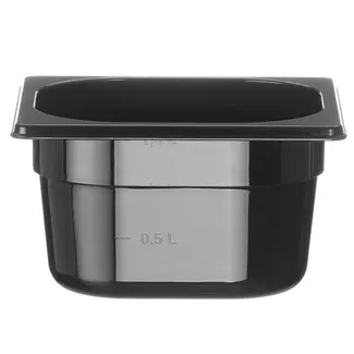 HENDI Zwarte gastronormbak GN 1/6 1,6 l, stapelbaar polycarbonaat