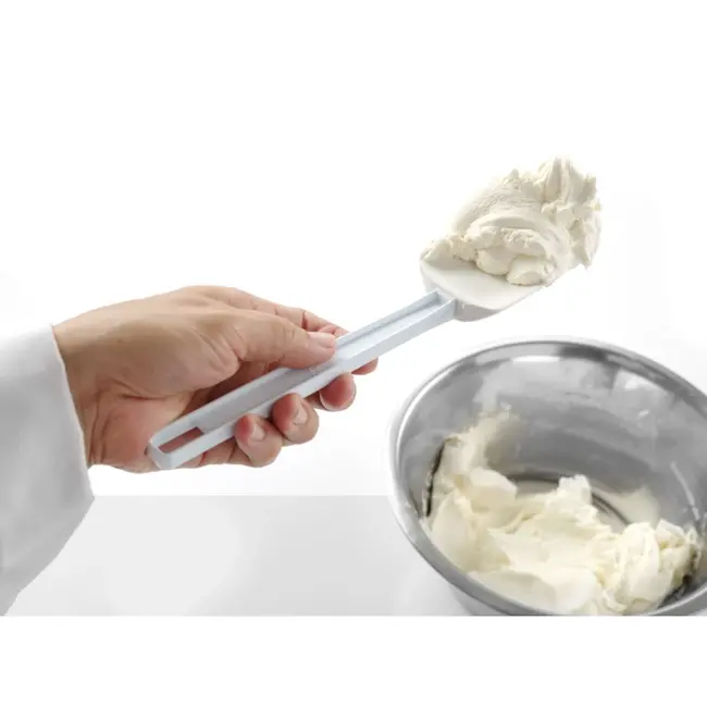 HENDI Pannenlikker lepelvorm – synthetisch rubber – vaatwasmachinebestendig – 254x57 mm – wit