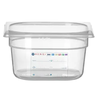 HENDI Container GN 1/6 1,6 liter transparant met HACCP-label in keuken