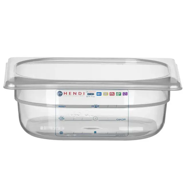 HENDI Gastronorm bak – luchtdicht – transparant – 1 liter – 176x162x65 mm