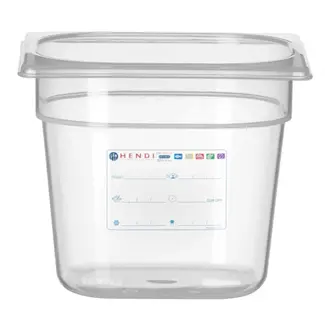 HENDI Container GN 1/6 2,4 liter transparant met HACCP-label in keuken