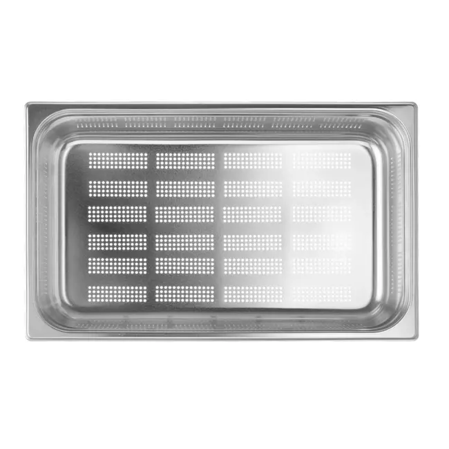 HENDI GN-container 1/1 geperforeerd 146 mm hoog van 18/8 RVS voor oven