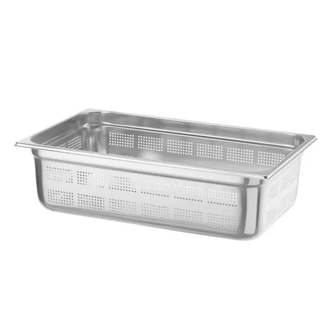 HENDI Gastronormbak – geperforeerd – roestvast staal – 21L – lichtgrijs – 150mm hoog