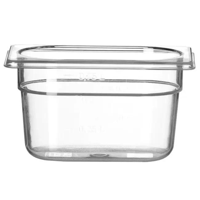 HENDI Transparante GN-container – polycarbonaat – 1 liter – 176x108x100 mm – temperatuurbestendig