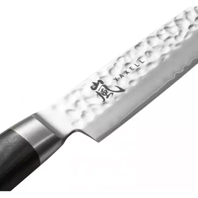 Yaxell Taishi Vleesmes 18 cm – VG-10 Staal – Hardheid 61 HRC – Tsuchime Afwerking – Gehamerd Lemmet – Zwart Pakka Beukenhout Handvat