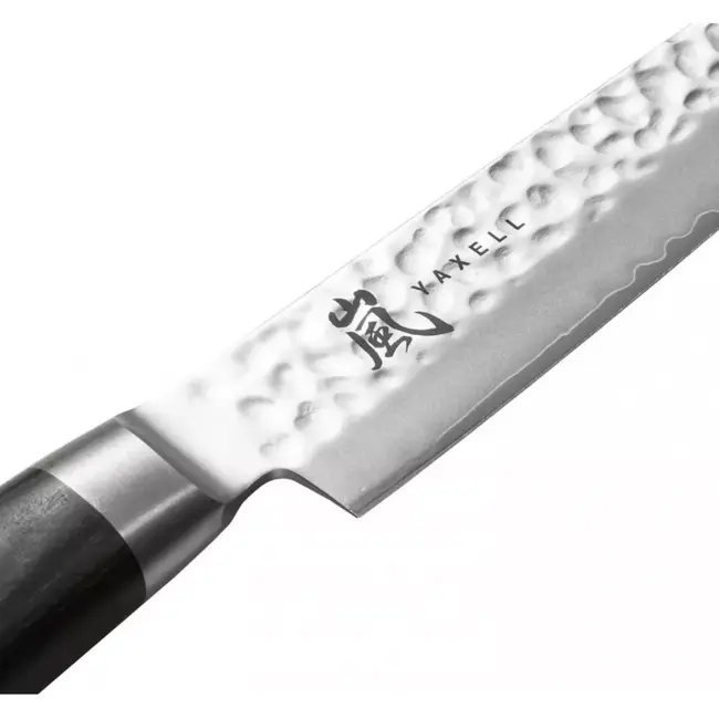 Yaxell Taishi Vleesmes 15 cm – VG-10 Staal – Hardheid 61 HRC – Tsuchime Afwerking – Gehamerd Lemmet – Zwart Pakka Beukenhout Handvat