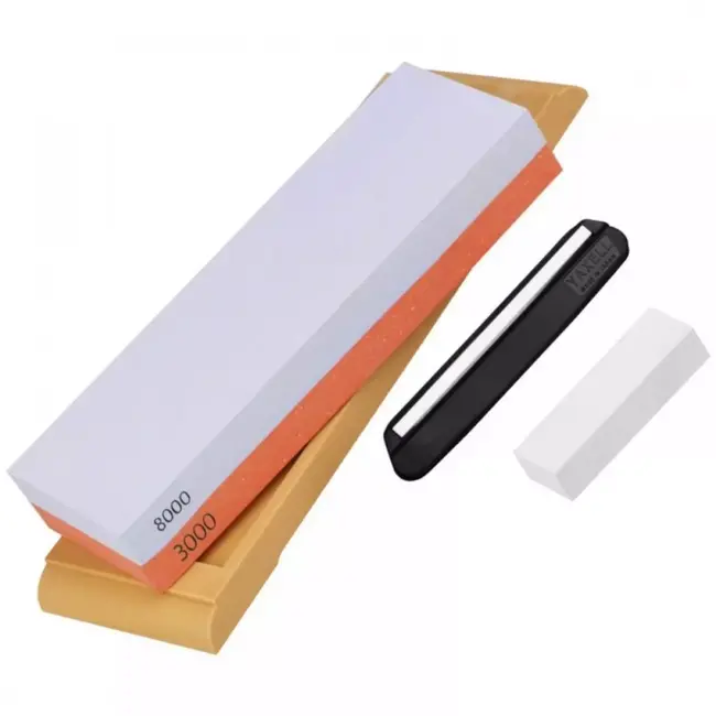 Yaxell 3000/8000 Wetsteen / Combinatiesteen / Slijpsteen – Dubbele Korrelgrofte – Inclusief Angle-Keeper en Nivelleringsteen – Perfect voor Fijnslijpen en Polijsten