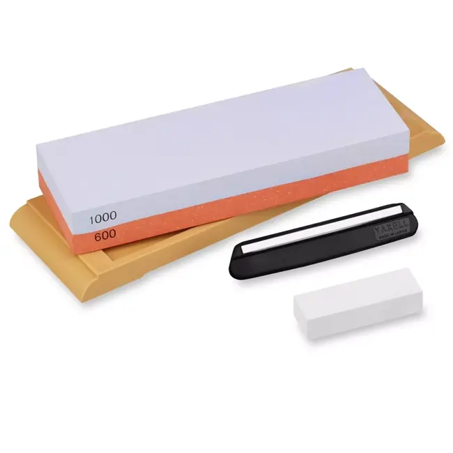 Yaxell 600/1000 Wetsteen / Combinatiesteen / Slijpsteen – Dubbele Korrelgrofte – Inclusief Angle-Keeper en Nivelleringsteen – Professioneel Slijpen van Messen