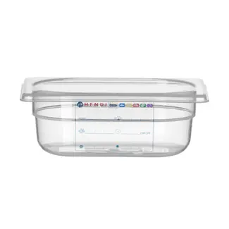 HENDI Container GN 1/9 transparant 0,6 liter met HACCP-label van PP