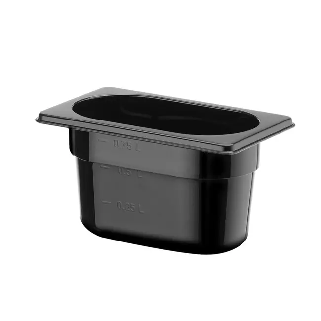 HENDI Gastronorm container – polycarbonaat – 1 liter – zwart – 176x108x100 mm