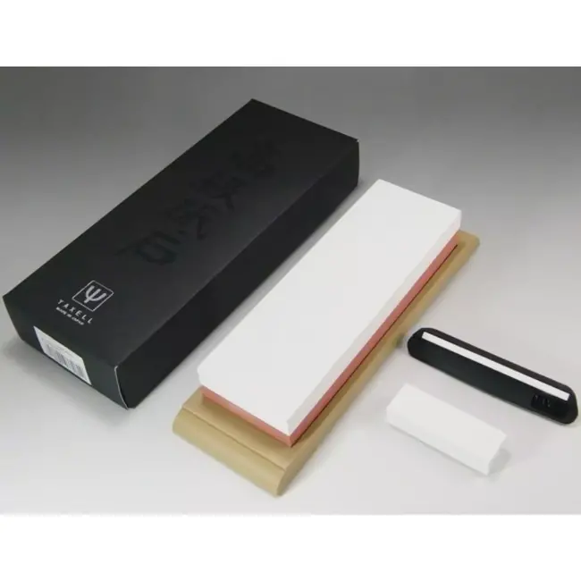 Yaxell 1000/3000 Wetsteen / Combinatiesteen / Slijpsteen – Dubbele Korrelgrofte – Inclusief Angle-Keeper en Nivelleringsteen – Voor Precisie Slijpen en Fijn Polijsten van Japanse Messen