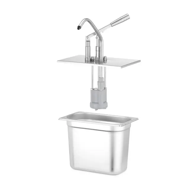 HENDI Deksel met pomp voor GN-containers – nauwkeurige dosering – roestvast staal – 270x165 mm