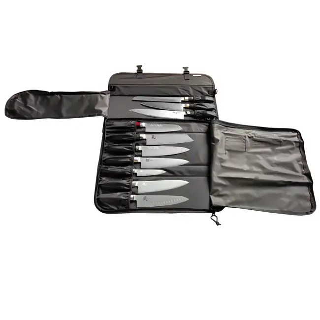 Yaxell Roltas – Ruimte voor 10 Messen – Stevige Polyester Tas met Vak voor Slijpstaaf – Inclusief Schouderriem – Bescherming & Opbergruimte