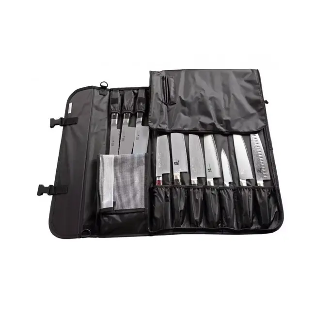 Yaxell Roltas – Ruimte voor 10 Messen – Stevige Polyester Tas met Vak voor Slijpstaaf – Inclusief Schouderriem – Bescherming & Opbergruimte