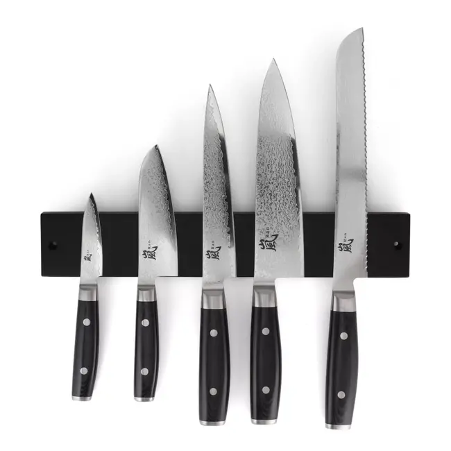 Yaxell Messenstrip van Bamboe Zwart 34,5 cm – Magnetisch en Duurzaam – Voor 5 Messen – Inclusief Bevestigingsmateriaal – Veilig en Elegant