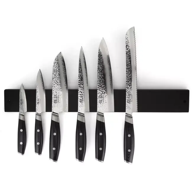 Yaxell Messenstrip van Bamboe Zwart 49,5 cm – Magnetisch en Duurzaam – Voor 8 Messen – Inclusief Bevestigingsmateriaal – Voor Stijlvolle en Veilige Messenopslag