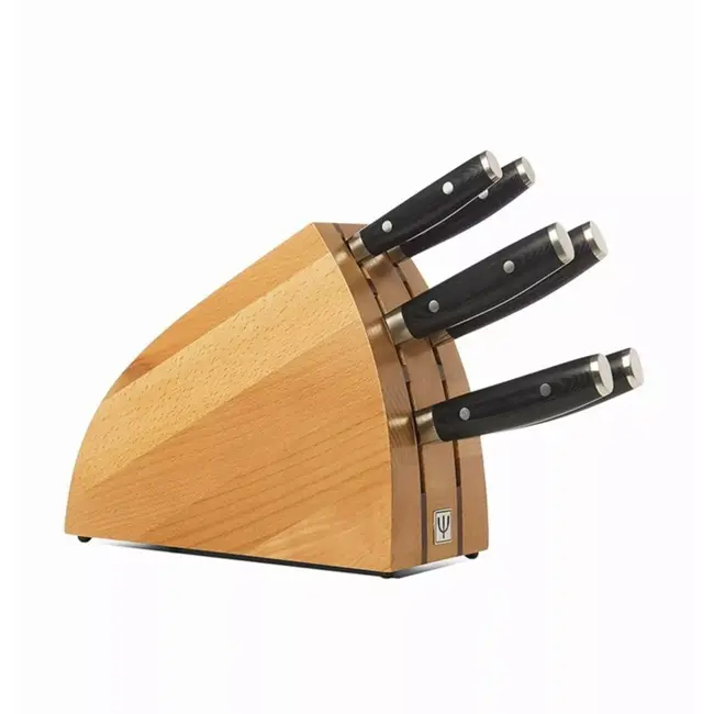 Yaxell Messenblok voor 6 Messen – Beukenhout – Veilig, Compact en Elegant Ontwerp