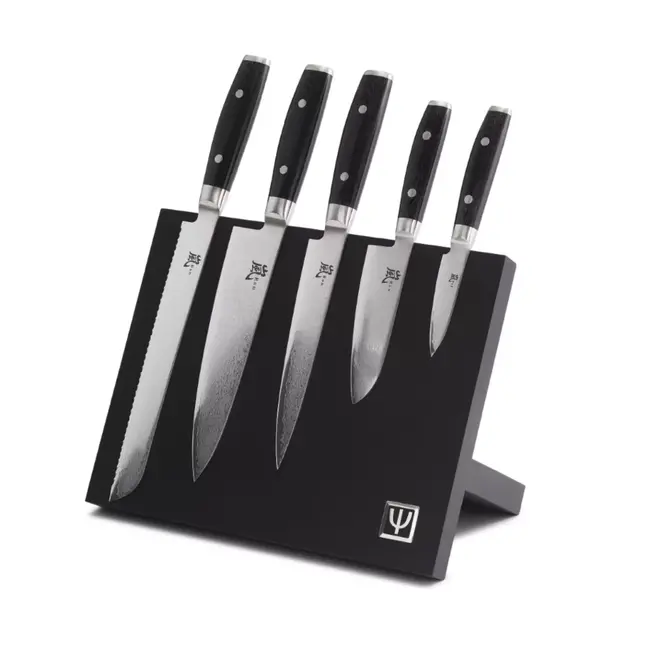 Yaxell Messenhouder – Zwart Beukenhout – Magnetisch Messenblok – Voor 5 Messen – Stijlvolle Messenopslag