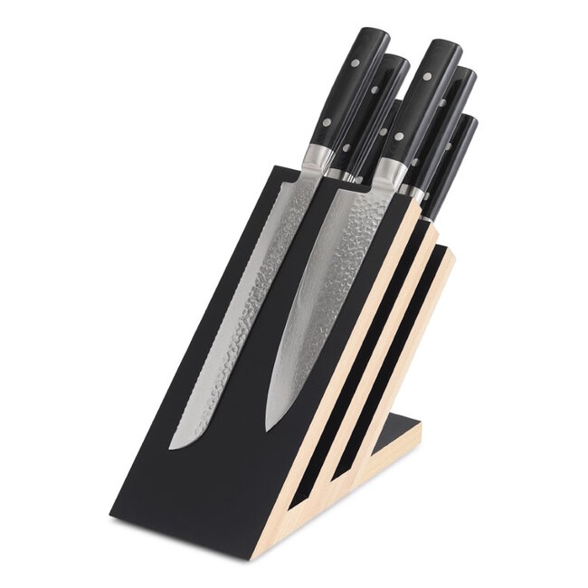 Yaxell Messenhouder – Beukenhout – Magnetisch Messenblok – Voor 6 Messen – Modern Design – Ruimtebesparend en Stijlvol Ontwerp