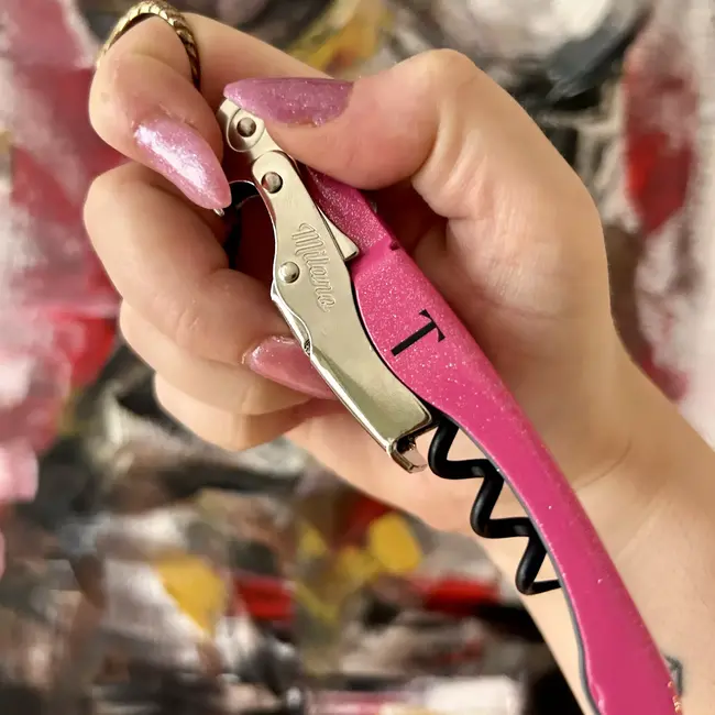 TRINK Sommeliermes – Roze Glitter Design – Luxe Wijnopener – Italiaans Vakmanschap