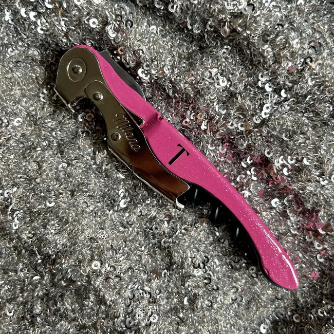 TRINK Sommeliermes – Roze Glitter Design – Luxe Wijnopener – Italiaans Vakmanschap