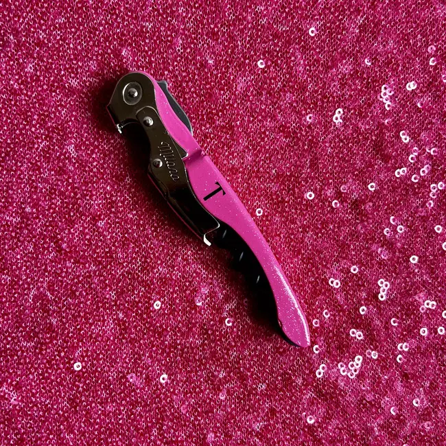 TRINK Sommeliermes – Roze Glitter Design – Luxe Wijnopener – Italiaans Vakmanschap