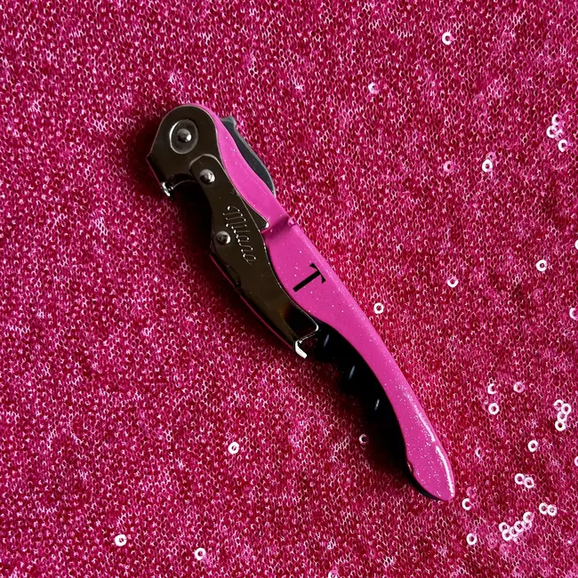 TRINK Sommeliermes – Roze Glitter Design – Luxe Wijnopener – Italiaans Vakmanschap