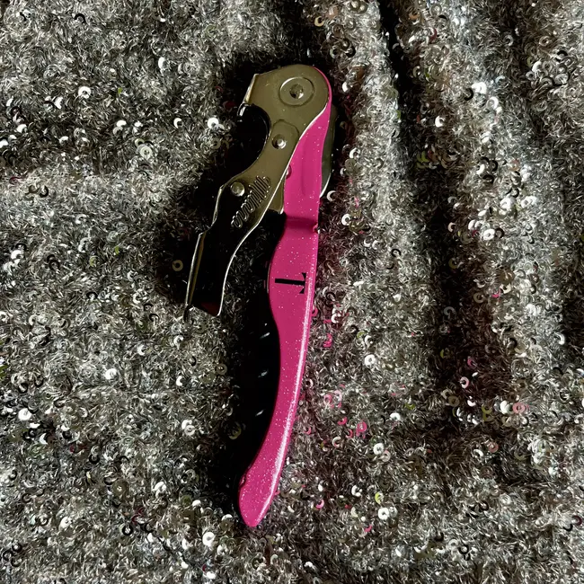 TRINK Sommeliermes – Roze Glitter Design – Luxe Wijnopener – Italiaans Vakmanschap