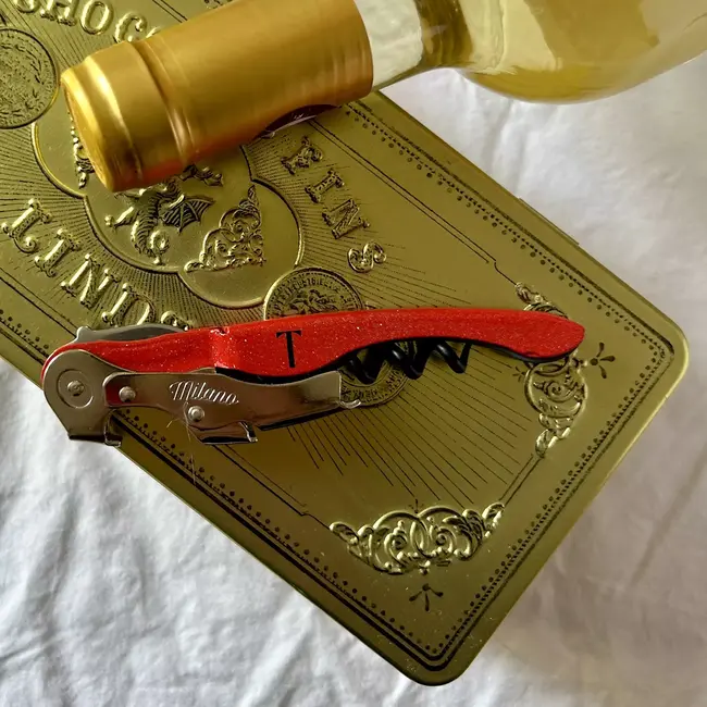 TRINK Sommeliermes – Rode Glitter – Dubbele Hefboom – Italiaans Vakmanschap