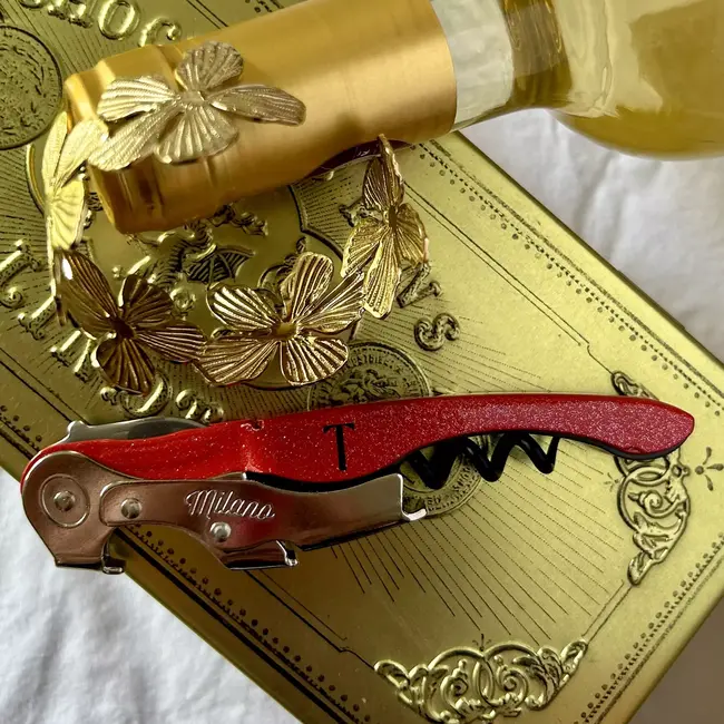 TRINK Sommeliermes – Rode Glitter – Dubbele Hefboom – Italiaans Vakmanschap