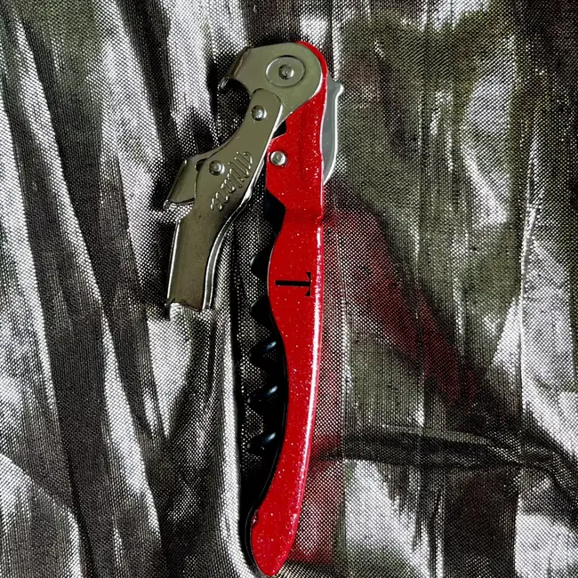 TRINK Sommeliermes – Rode Glitter – Dubbele Hefboom – Italiaans Vakmanschap