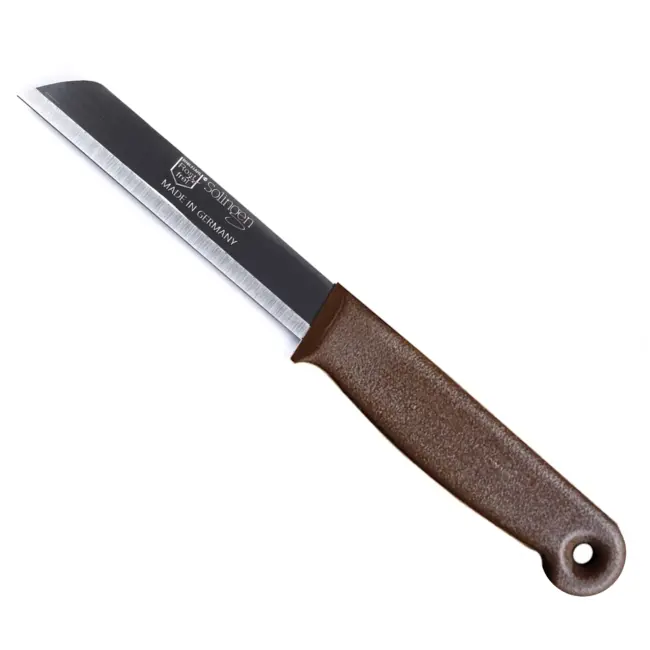Solingen Schilmesje – RVS Glad – 18,5 cm met Blade Cover – Bruin