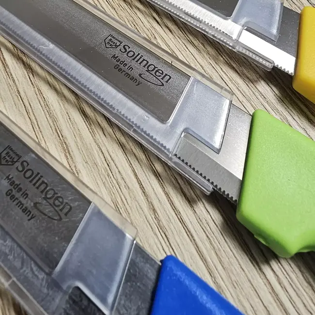 Solingen Allround tafelmes – microkartel – brede smeerkant – RVS – 21,5 cm – groen – set van 6