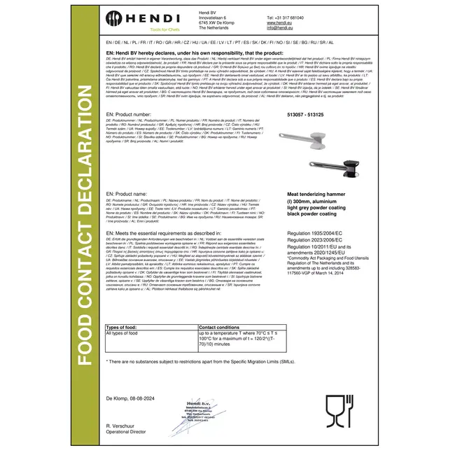 HENDI Vleeshamer XL – Dubbelzijdig – Aluminiumlegering – Zwart – 300x80 mm