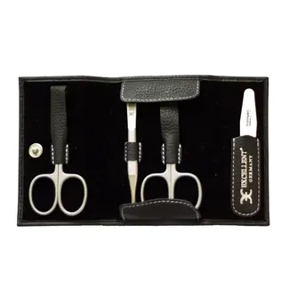 Excellent-Solingen Manicure Etui – 4-Delig – Zwart Lederen Etui – Compact en Functioneel Excellent-Solingen Manicure Etui – 4-Delig – Zwart Lederen Etui – Compact en Functioneel