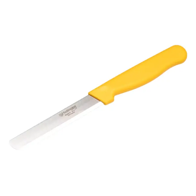 Solingen Tafelmes – Allround Kartelmes – Brede Smeerkant – RVS – Geel – 21,5 cm