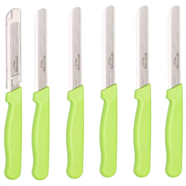 Solingen Allround tafelmes – microkartel – brede smeerkant – RVS – 21,5 cm – groen – set van 6