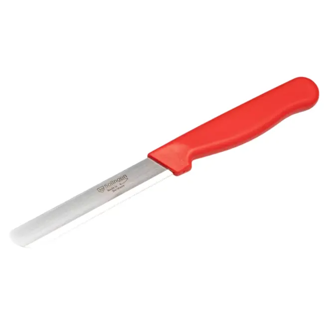 Solingen Tafelmes – Microkartel – Brede smeerkant – RVS – 21,5 cm – Rood – Set van 6