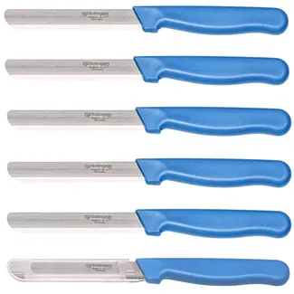 Solingen Allround tafelmes – microkartel – brede smeerkant – RVS – 21,5 cm – blauw – set van 6