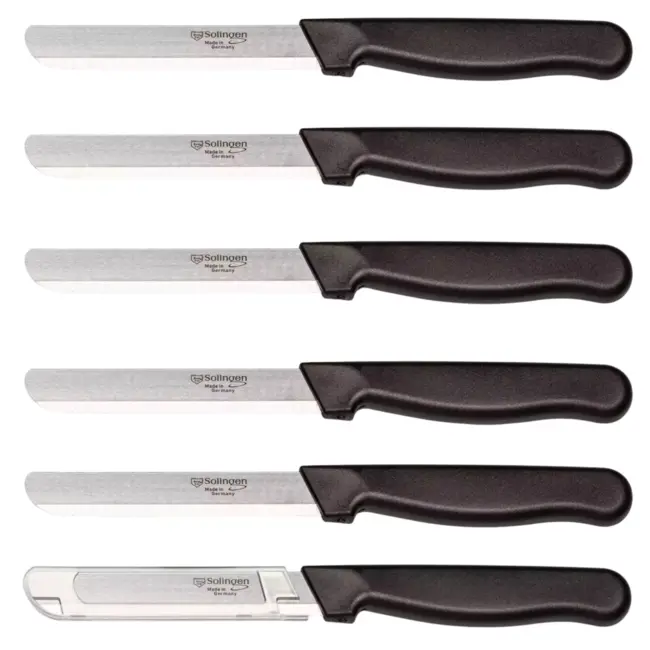 Solingen Allround tafelmes – Microkartel – Brede smeerkant – RVS – 21,5 cm – Zwart – Set van 6