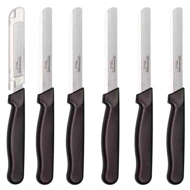 Solingen Allround tafelmes – Microkartel – Brede smeerkant – RVS – 21,5 cm – Zwart – Set van 6