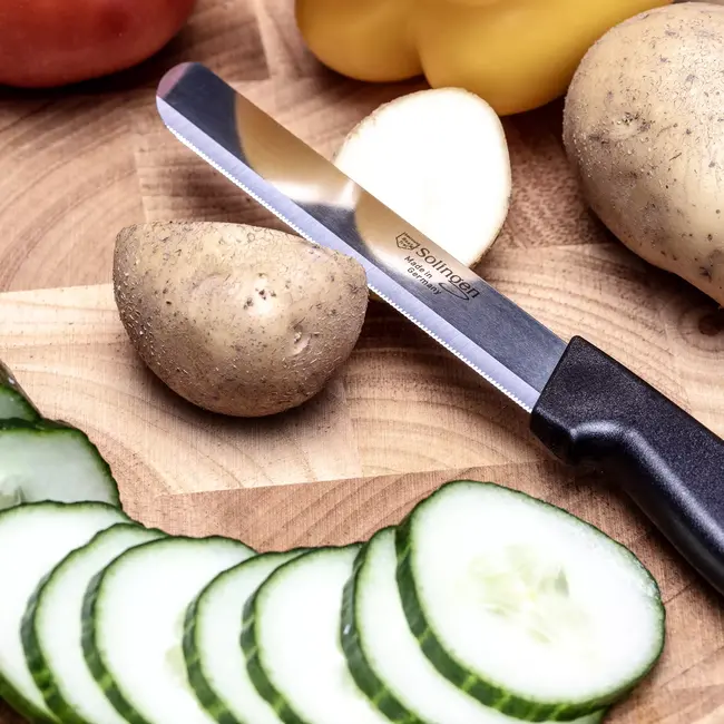 Solingen Allround tafelmes – Microkartel – Brede smeerkant – RVS – 21,5 cm – Zwart – Set van 6