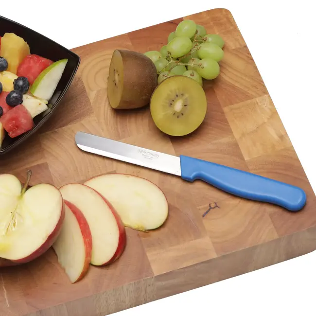 Solingen Tafelmes – Allround Kartelmes – Brede Smeerkant – RVS – 21,5 cm – Blauw